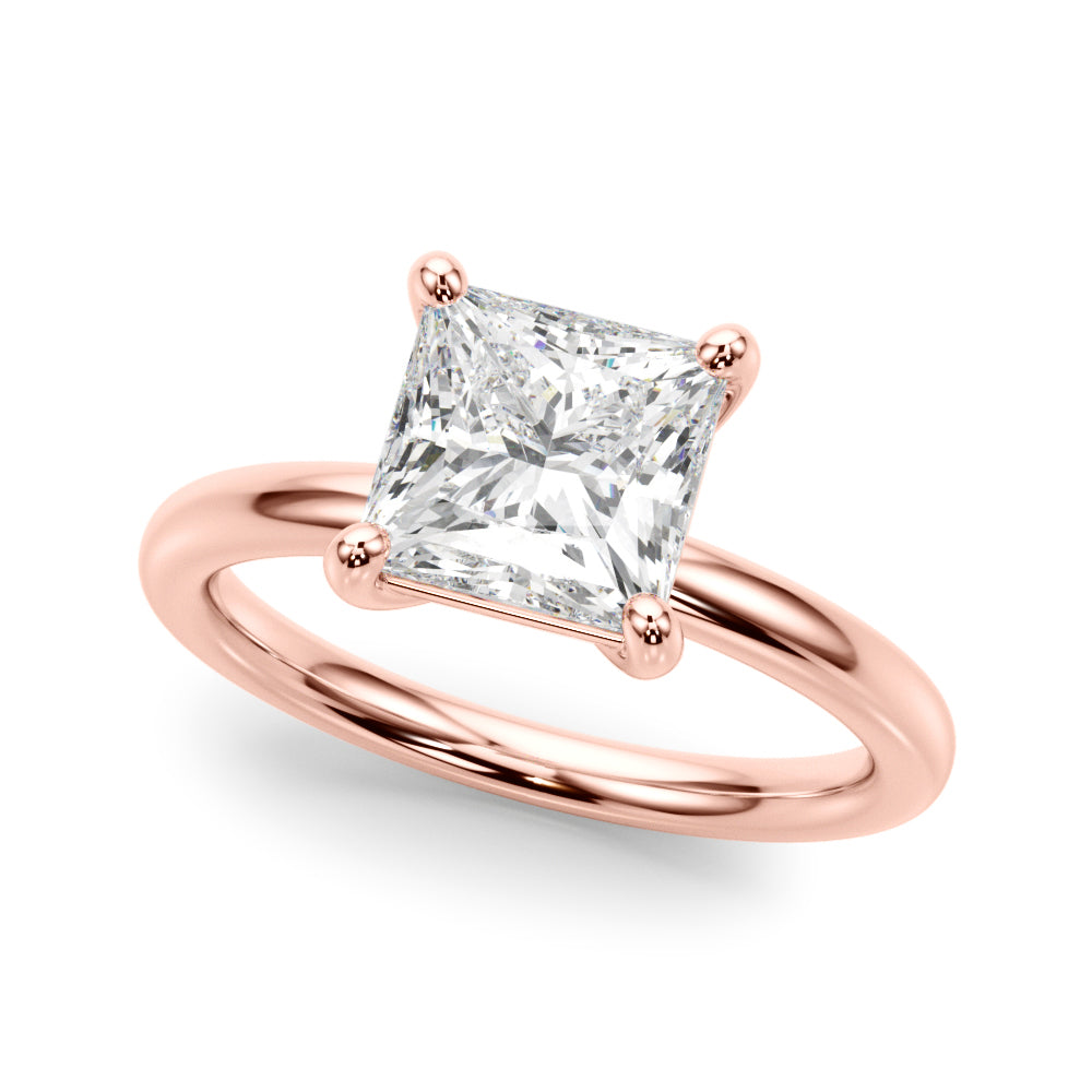 Lab-Grown Princess Cut Diamond Four Prong Solitaire Engagement Ring