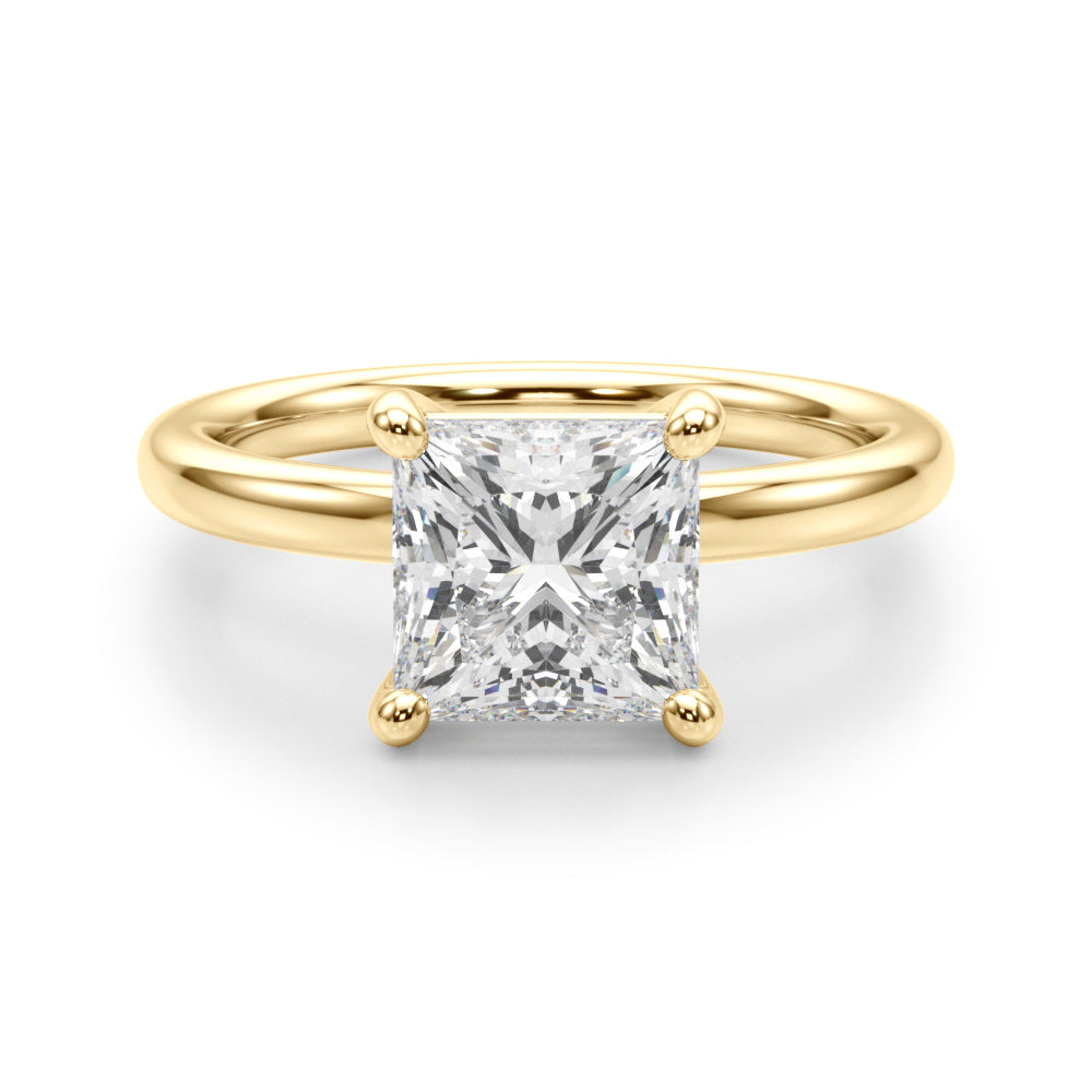 Lab-Grown Princess Cut Diamond Four Prong Solitaire Engagement Ring