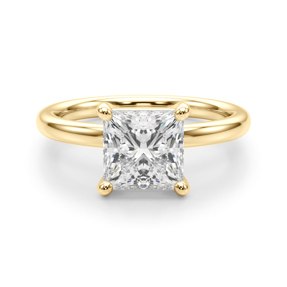 Couture Cut Solitaire Princess Diamond Engagement Ring — 9K/18K Gold & Platinum