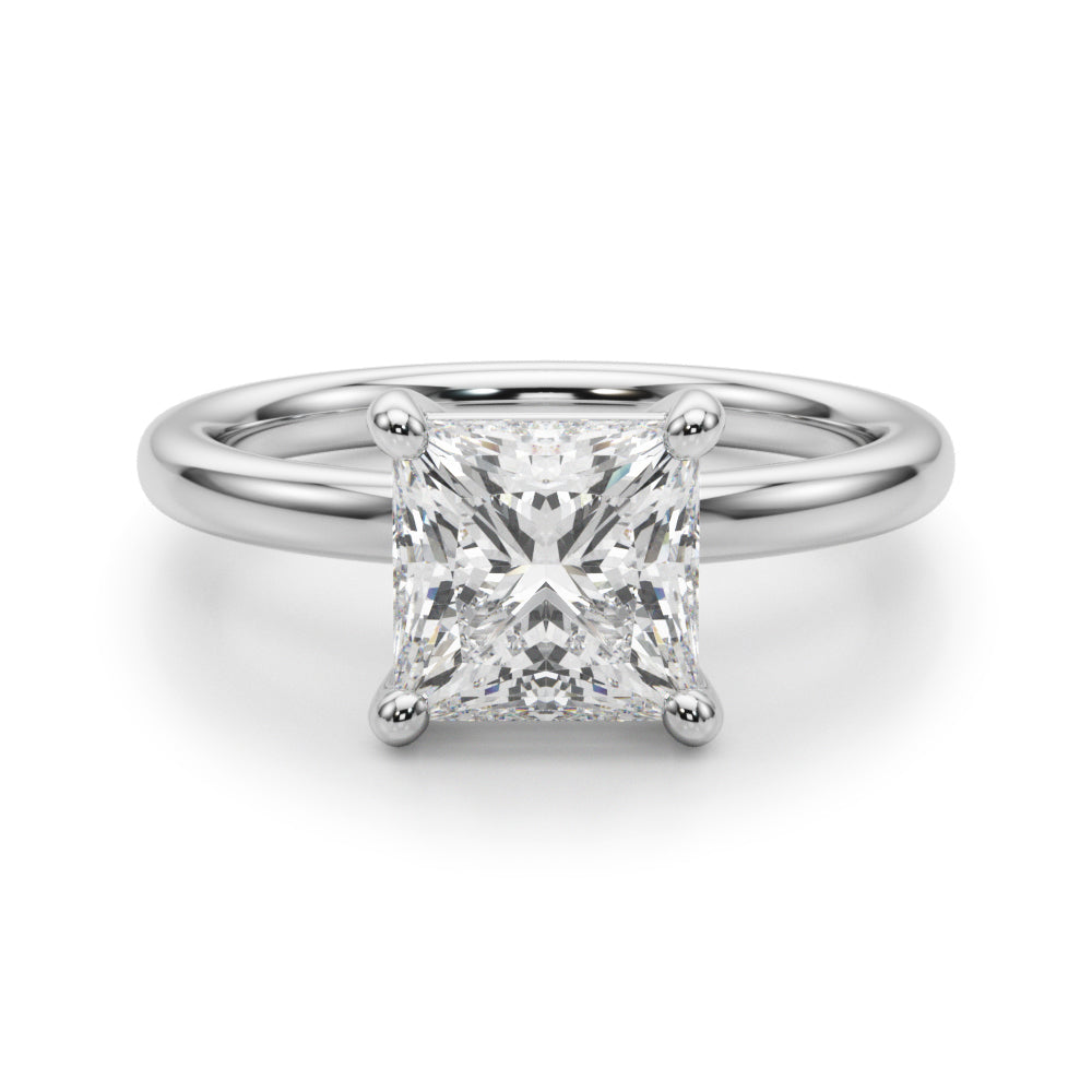 Lab-Grown Princess Cut Diamond Four Prong Solitaire Engagement Ring