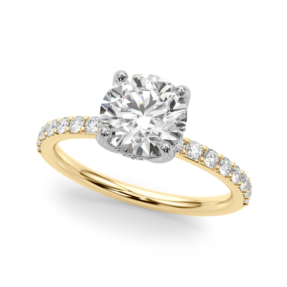 Lustrous Single Row Round Diamond Engagement Ring — 9K/18K Gold & Platinum