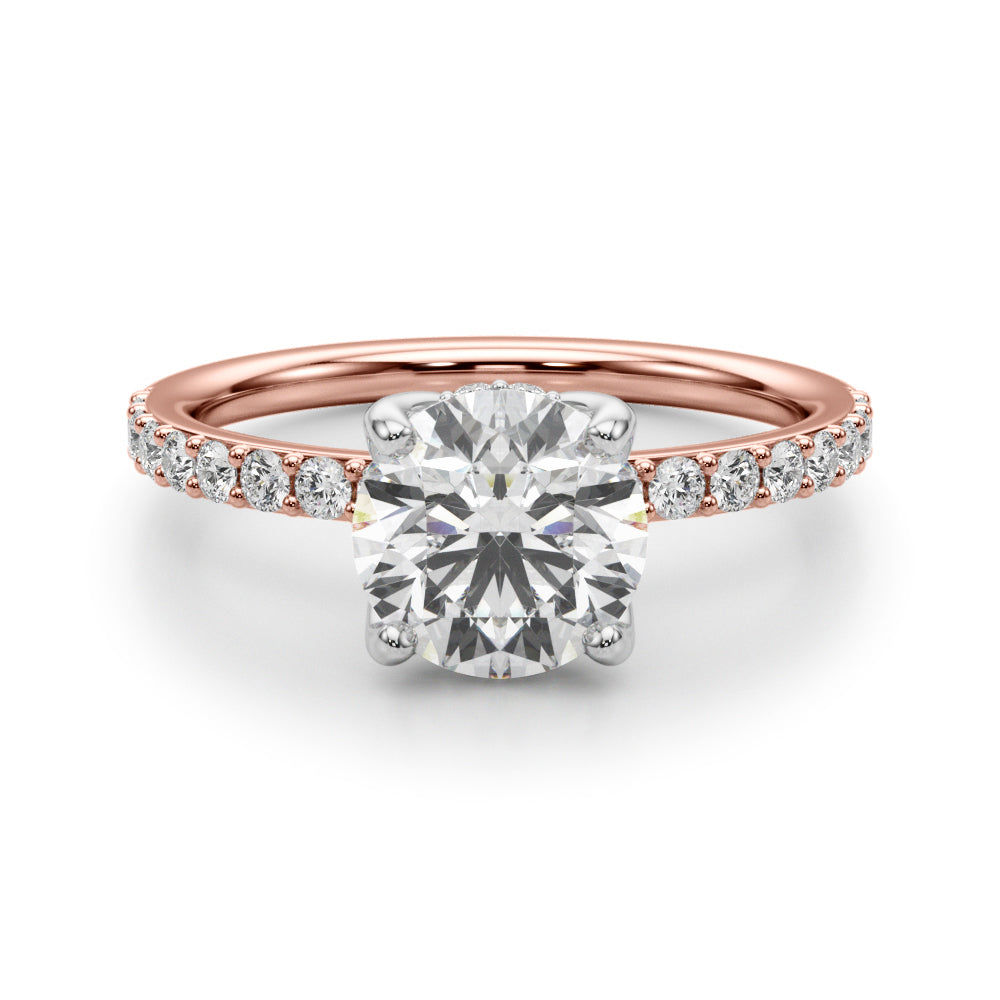 Lustrous Single Row Round Diamond Engagement Ring — 9K/18K Gold & Platinum