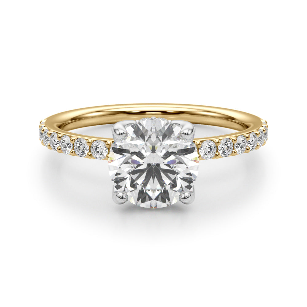 Lustrous Single Row Round Diamond Engagement Ring — 9K/18K Gold & Platinum