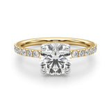 Lustrous Single Row Round Diamond Engagement Ring — 9K/18K Gold & Platinum