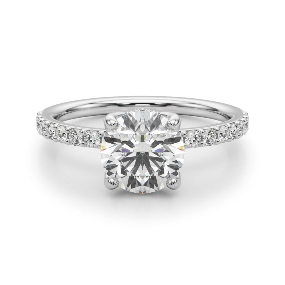 Lustrous Single Row Round Diamond Engagement Ring — 9K/18K Gold & Platinum