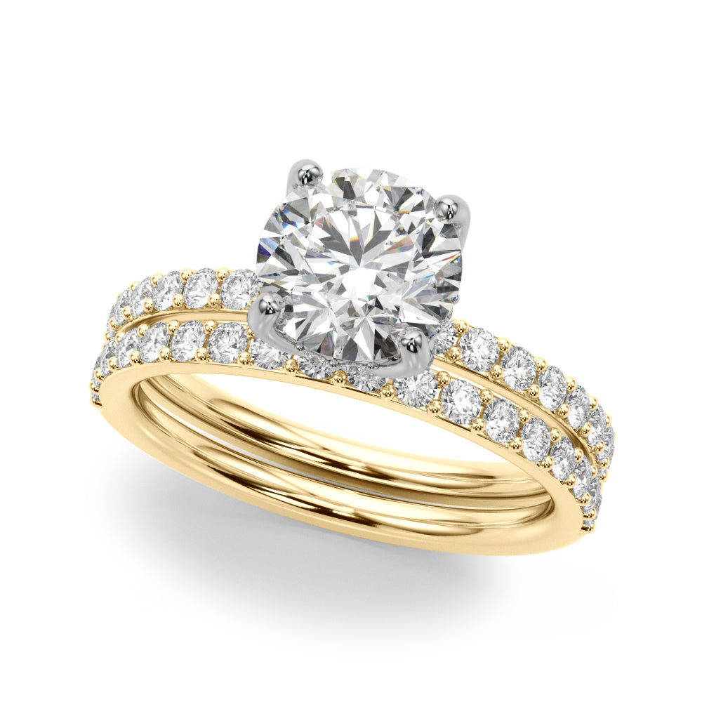 Lustrous Single Row Round Diamond Engagement Ring — 9K/18K Gold & Platinum
