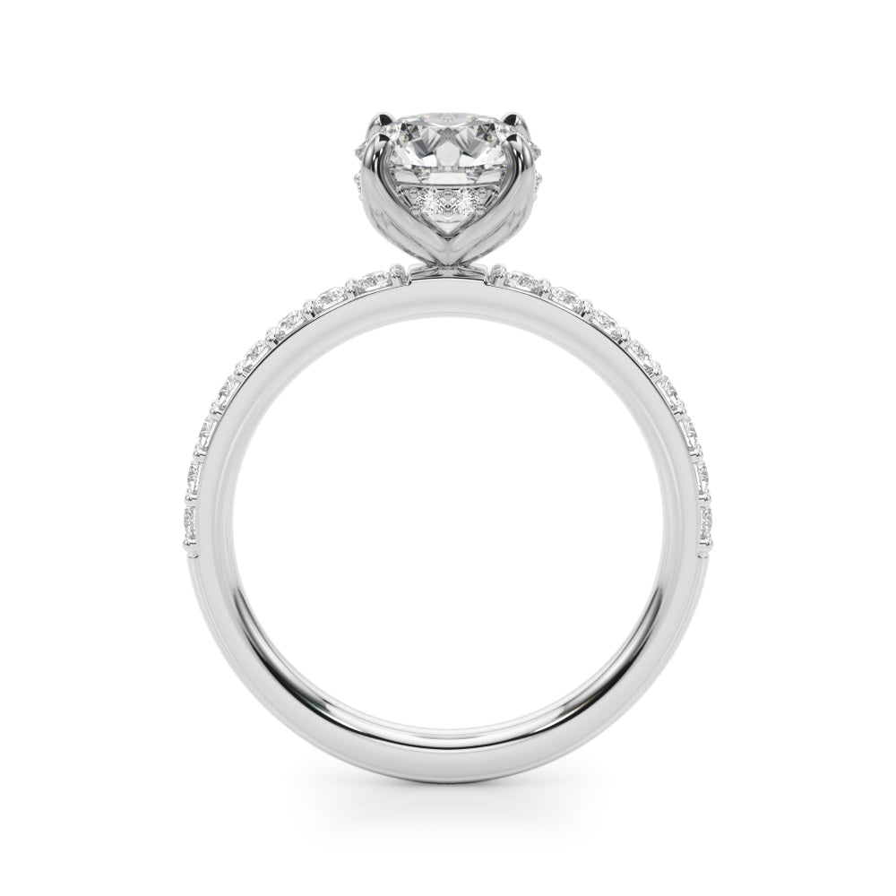 Lustrous Single Row Round Diamond Engagement Ring — 9K/18K Gold & Platinum