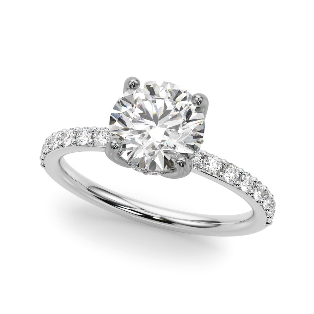 Lustrous Single Row Round Diamond Engagement Ring — 9K/18K Gold & Platinum