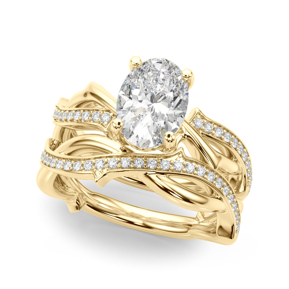 Celestial Ov Center Oval Diamond Engagement Ring — 9K/18K Gold & Platinum