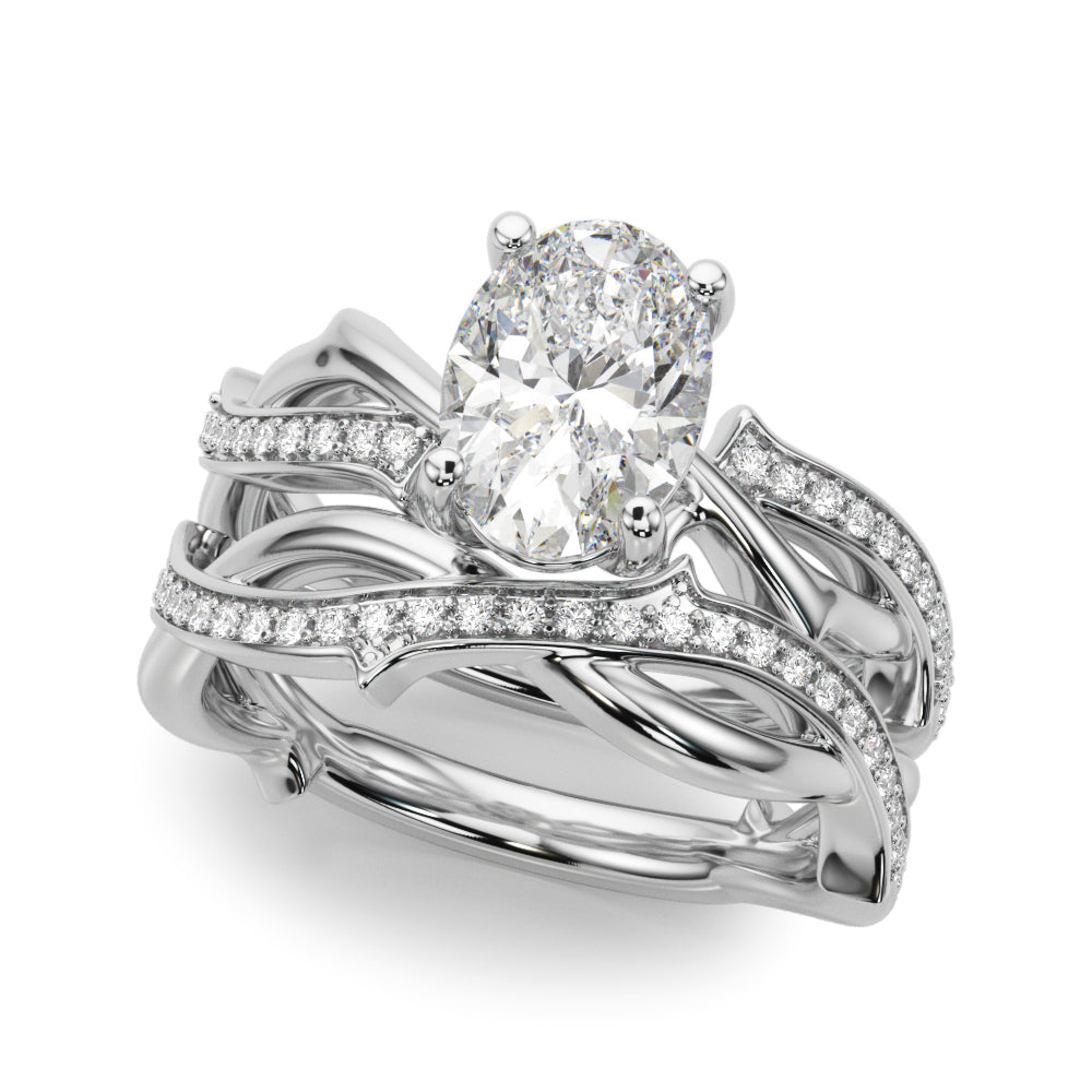 Celestial Ov Center Oval Diamond Engagement Ring — 9K/18K Gold & Platinum