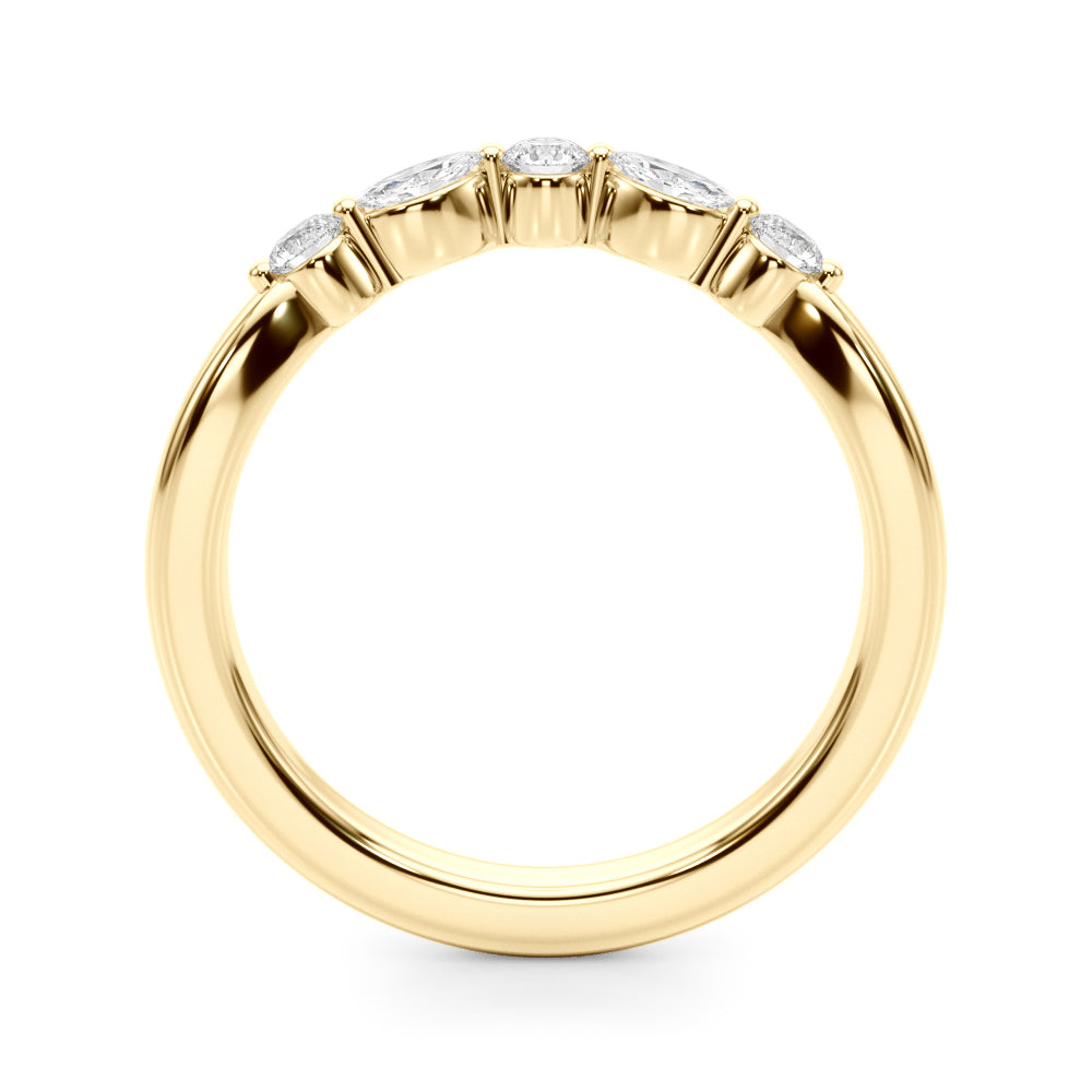 Alternating Round & Marquise Curved Half Eternity Ring in Gold & Platinum