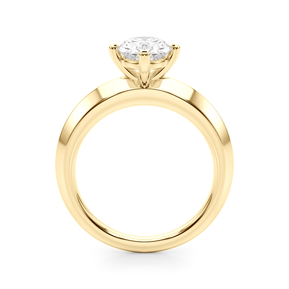 Romantic Ov Center Mq & Rd Sides Oval Diamond Engagement Ring — 9K/18K Gold & Platinum