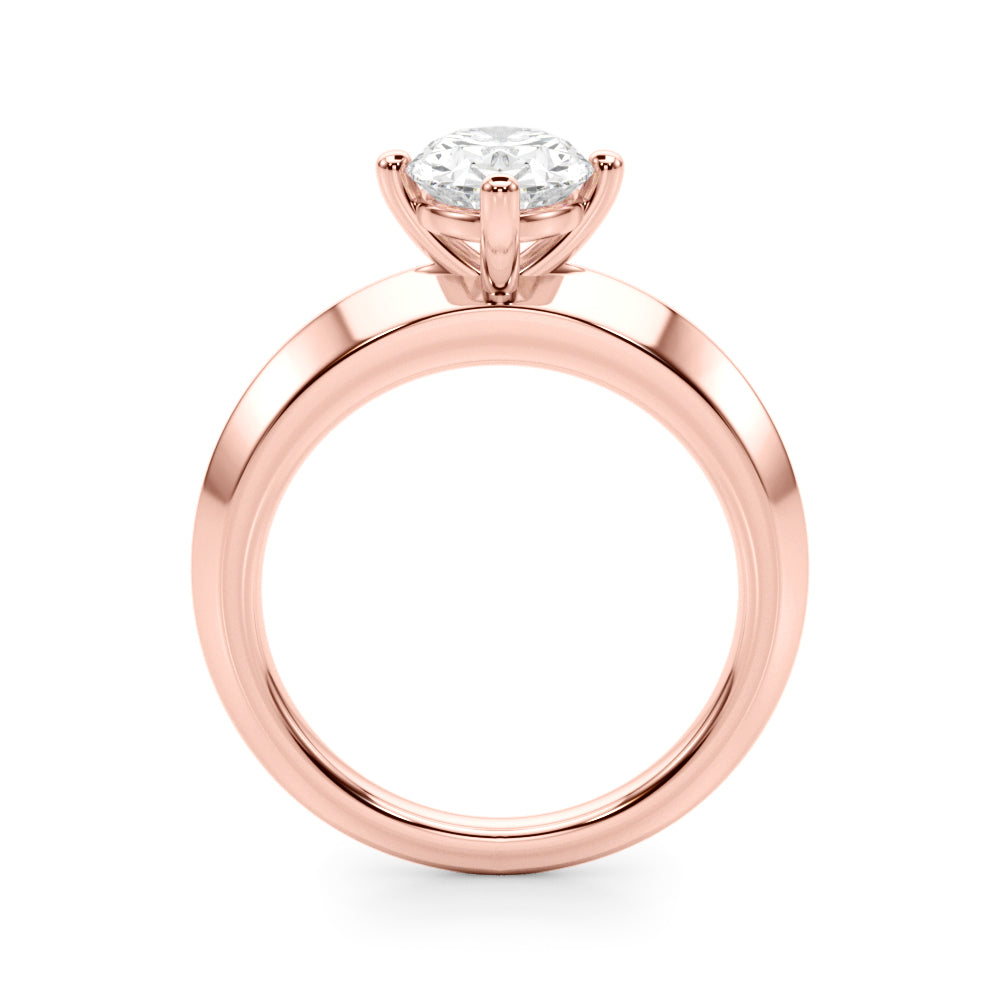Romantic Ov Center Mq & Rd Sides Oval Diamond Engagement Ring — 9K/18K Gold & Platinum