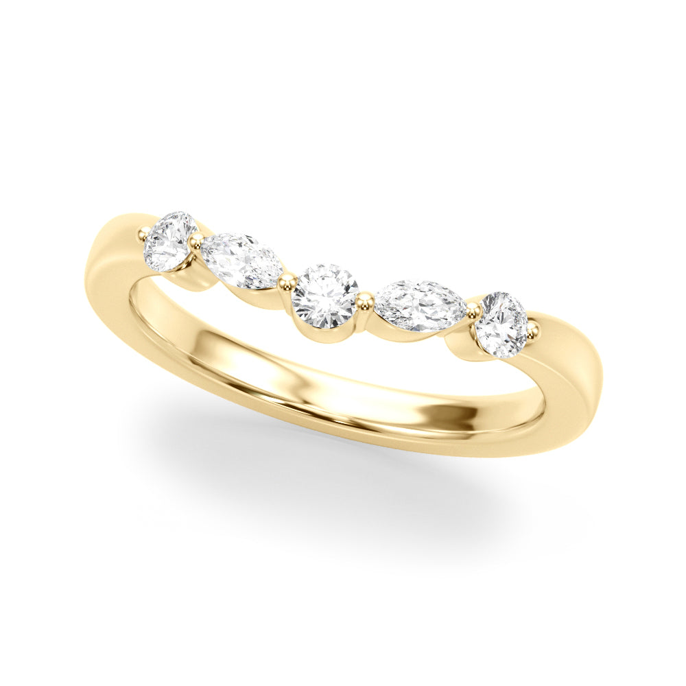 Alternating Round & Marquise Half Eternity Ring in Gold & Platinum