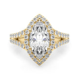 Dazzling Halo Mq Center Split Shank Marquise Diamond Engagement Ring — 9K/18K Gold & Platinum