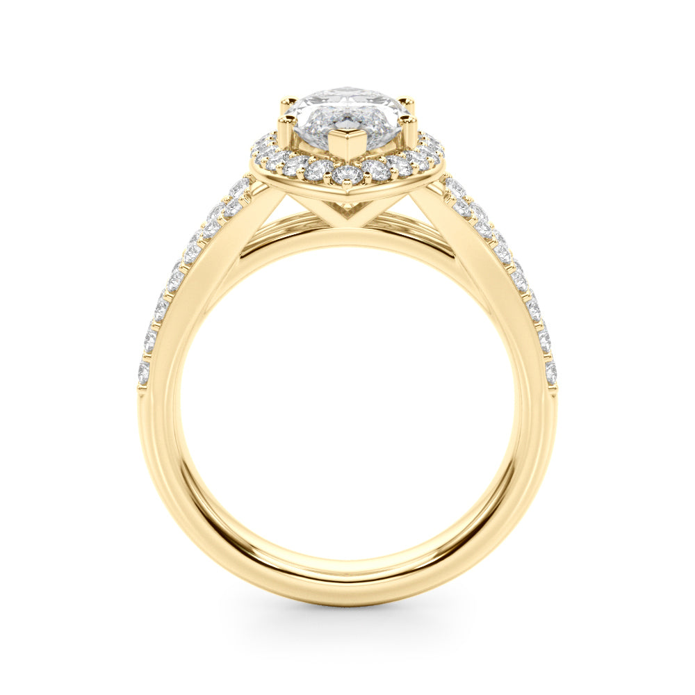 Dazzling Halo Mq Center Split Shank Marquise Diamond Engagement Ring — 9K/18K Gold & Platinum