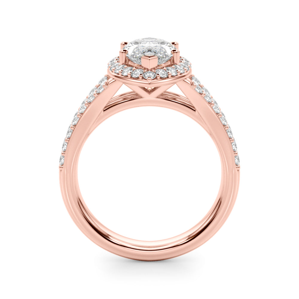 Dazzling Halo Mq Center Split Shank Marquise Diamond Engagement Ring — 9K/18K Gold & Platinum