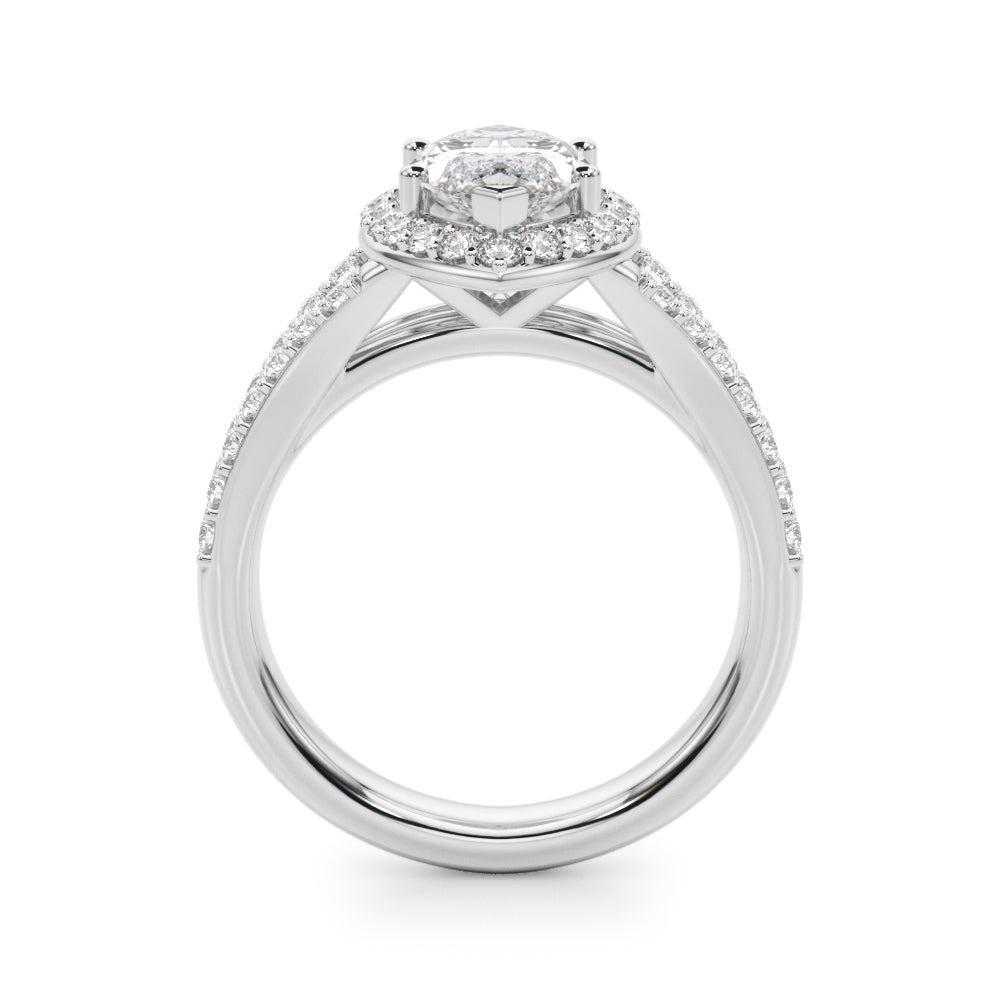 Dazzling Halo Mq Center Split Shank Marquise Diamond Engagement Ring — 9K/18K Gold & Platinum