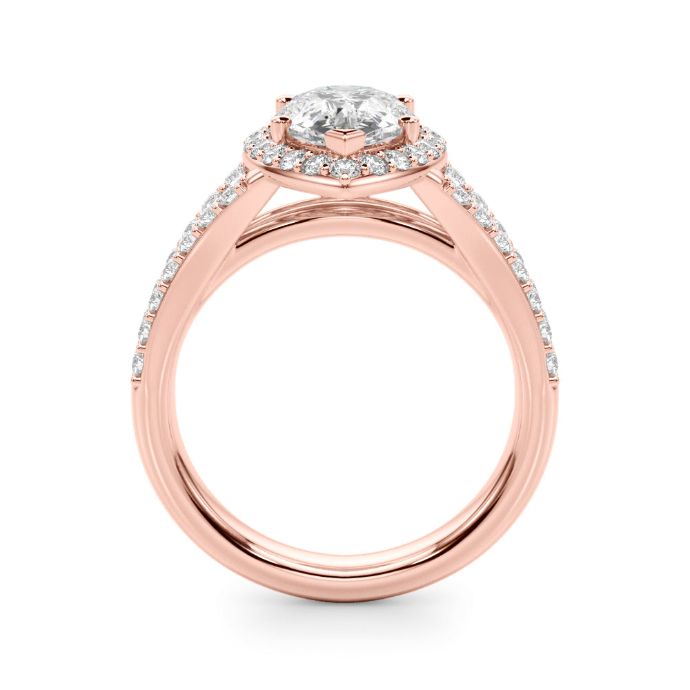 Enchanted Halo Ps Center Split Shank Pear Diamond Engagement Ring — 9K/18K Gold & Platinum