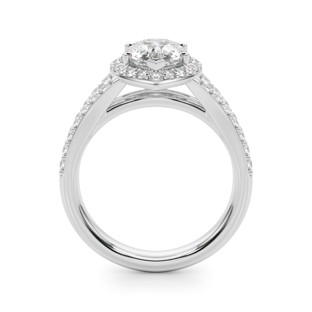 Enchanted Halo Ps Center Split Shank Pear Diamond Engagement Ring — 9K/18K Gold & Platinum