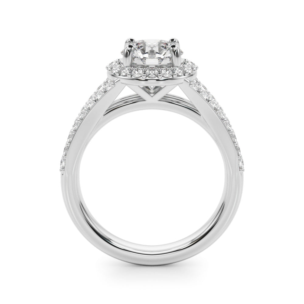 Pristine Halo Rd Center Split Shank Round Diamond Engagement Ring — 9K/18K Gold & Platinum