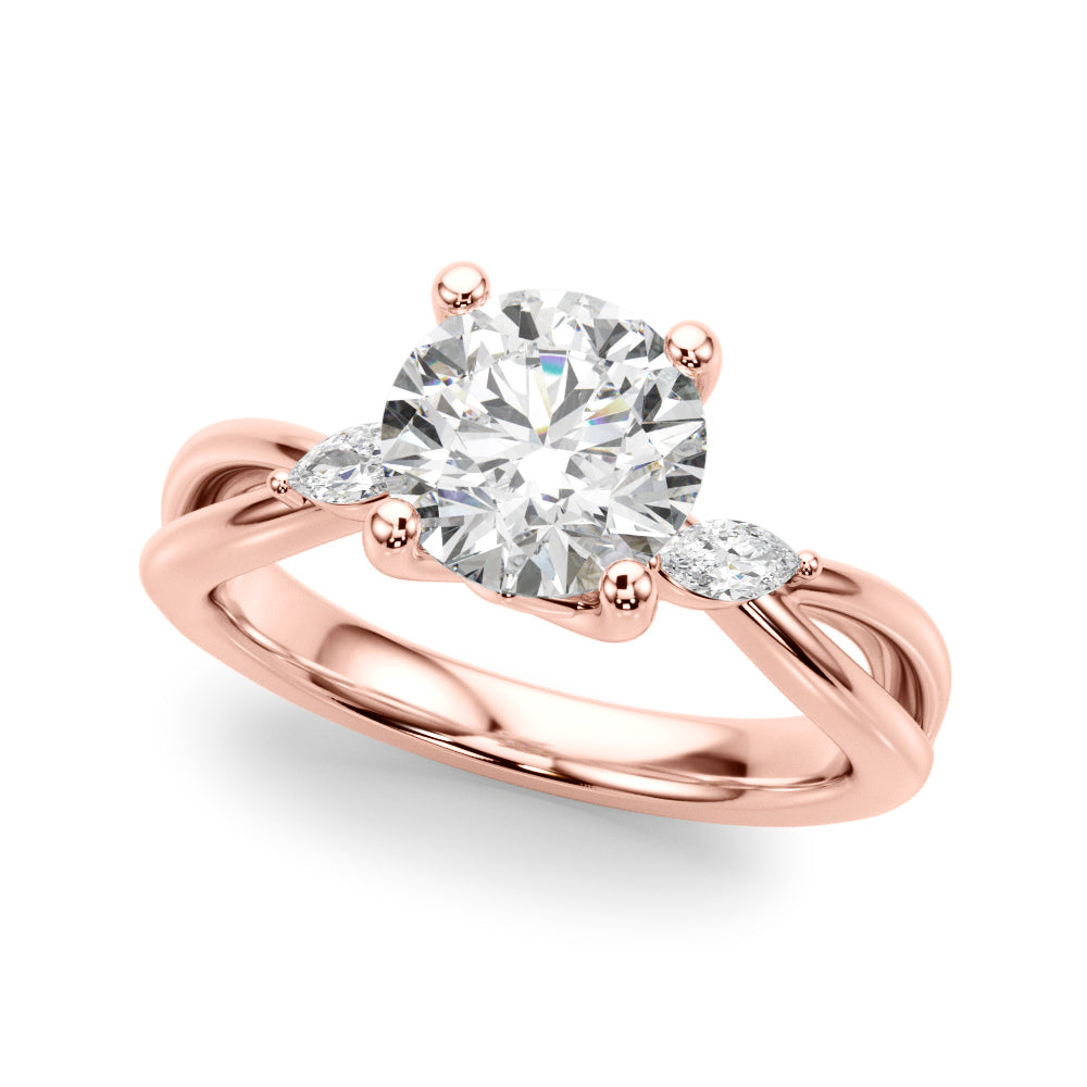 Resplendent Rd Center Mq Sides Round Diamond Engagement Ring — 9K/18K Gold & Platinum
