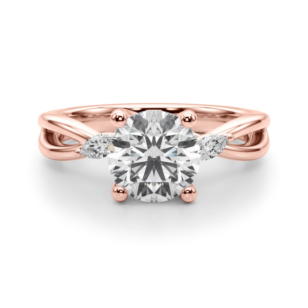 Resplendent Rd Center Mq Sides Round Diamond Engagement Ring — 9K/18K Gold & Platinum
