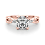 Resplendent Rd Center Mq Sides Round Diamond Engagement Ring — 9K/18K Gold & Platinum