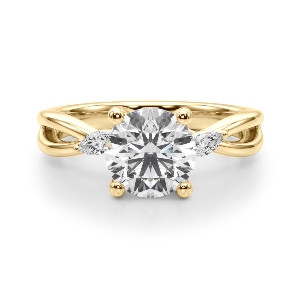 Resplendent Rd Center Mq Sides Round Diamond Engagement Ring — 9K/18K Gold & Platinum