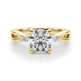 Resplendent Rd Center Mq Sides Round Diamond Engagement Ring — 9K/18K Gold & Platinum