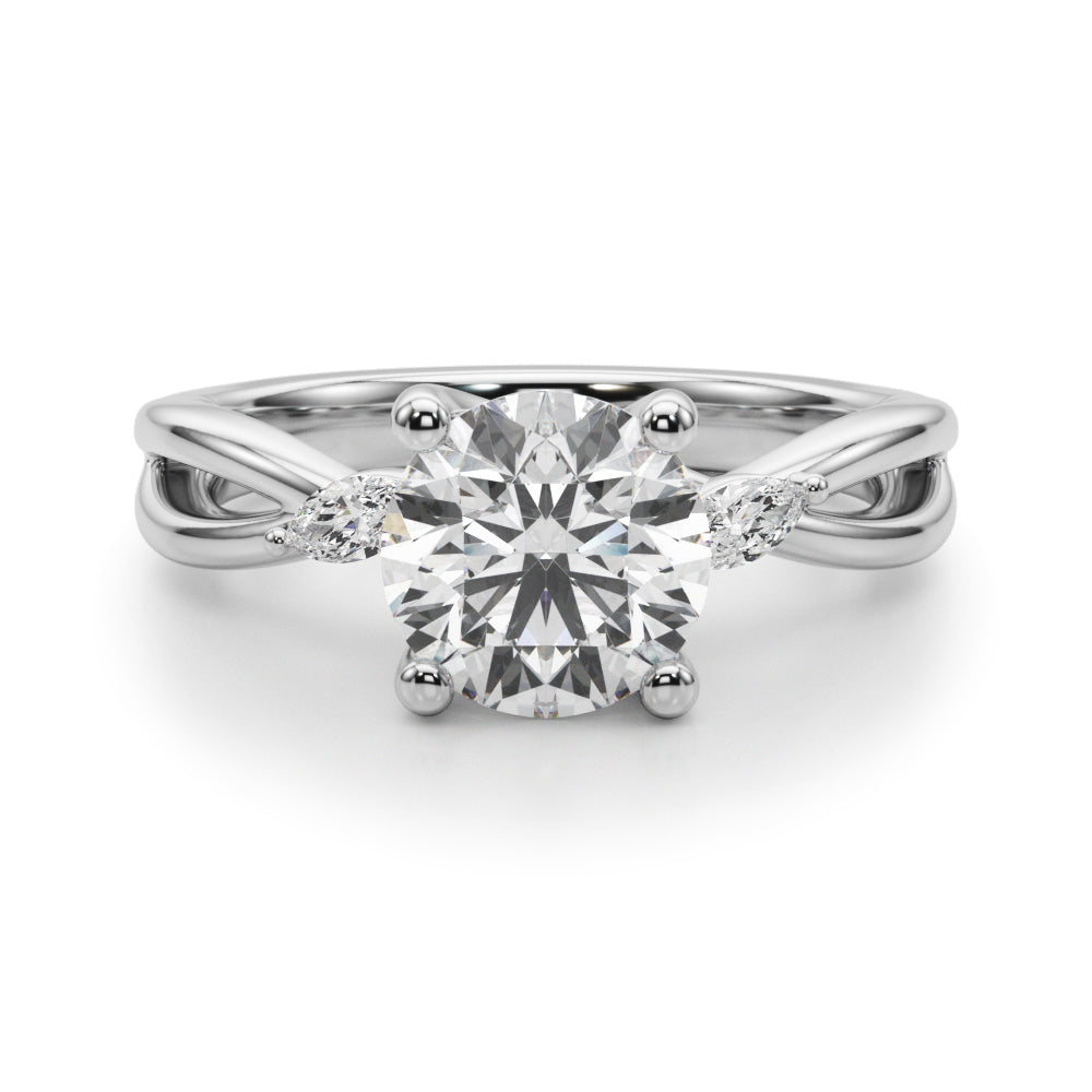 Resplendent Rd Center Mq Sides Round Diamond Engagement Ring — 9K/18K Gold & Platinum