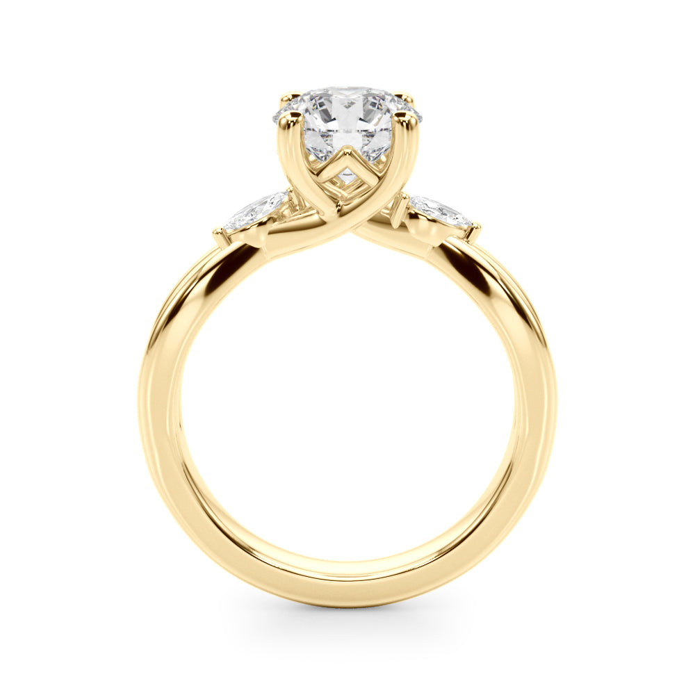 Resplendent Rd Center Mq Sides Round Diamond Engagement Ring — 9K/18K Gold & Platinum