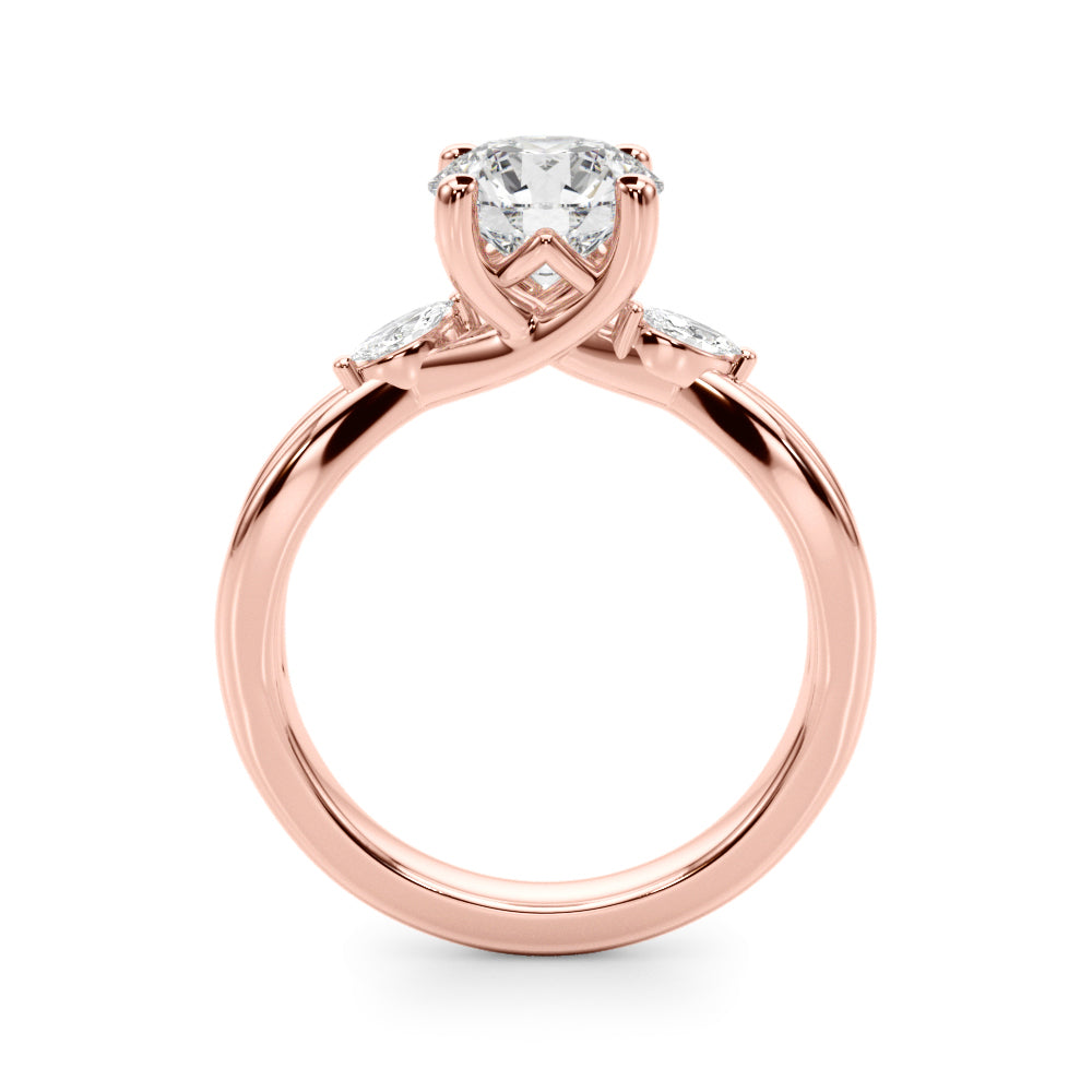 Resplendent Rd Center Mq Sides Round Diamond Engagement Ring — 9K/18K Gold & Platinum