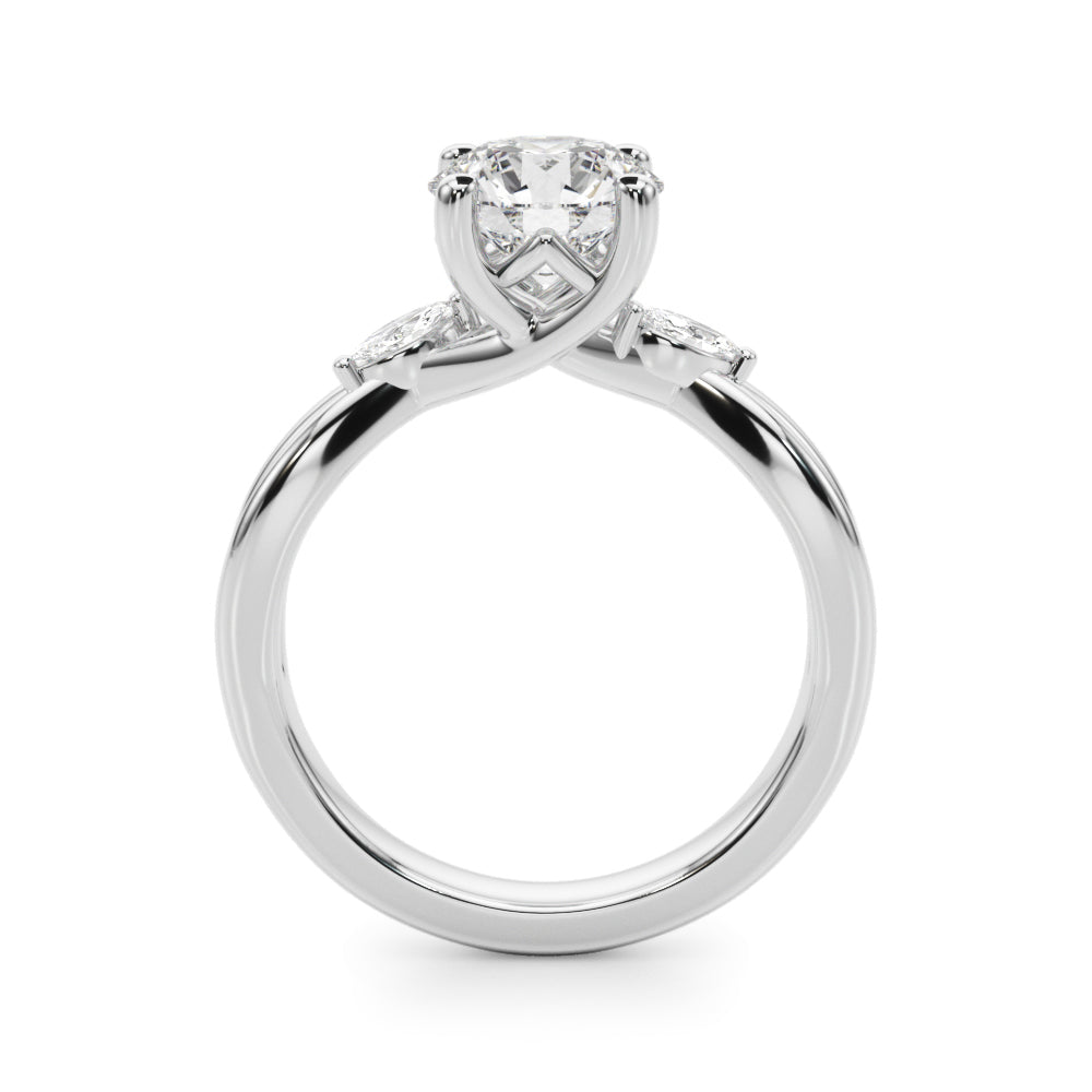 Resplendent Rd Center Mq Sides Round Diamond Engagement Ring — 9K/18K Gold & Platinum