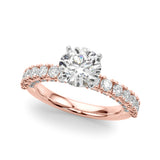 Cherished Sidestone Round Diamond Engagement Ring — 9K/18K Gold & Platinum
