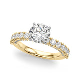 Cherished Sidestone Round Diamond Engagement Ring — 9K/18K Gold & Platinum