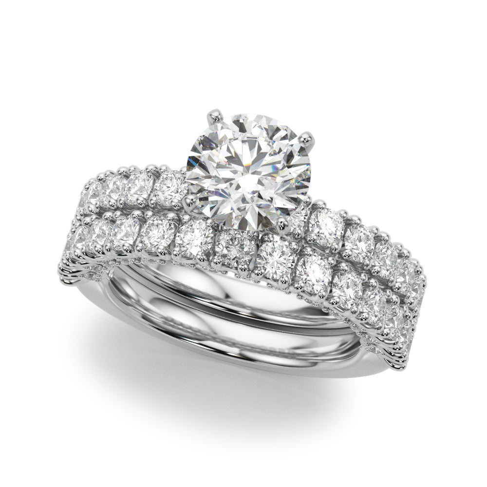 Cherished Sidestone Round Diamond Engagement Ring — 9K/18K Gold & Platinum