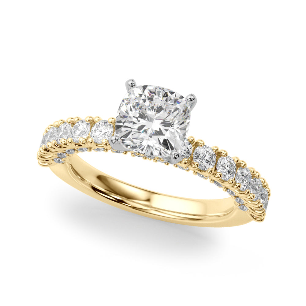Cherished Sidestone Round Diamond Engagement Ring — 9K/18K Gold & Platinum