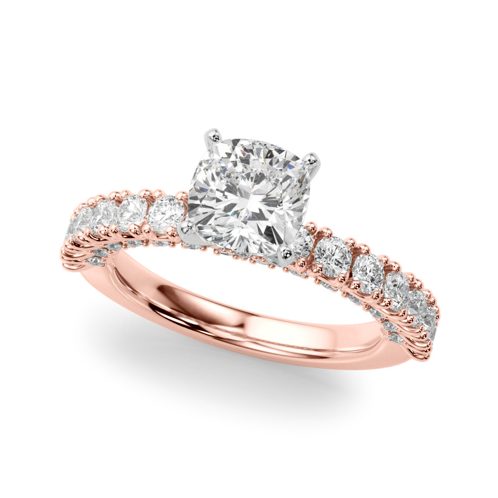Cherished Sidestone Round Diamond Engagement Ring — 9K/18K Gold & Platinum