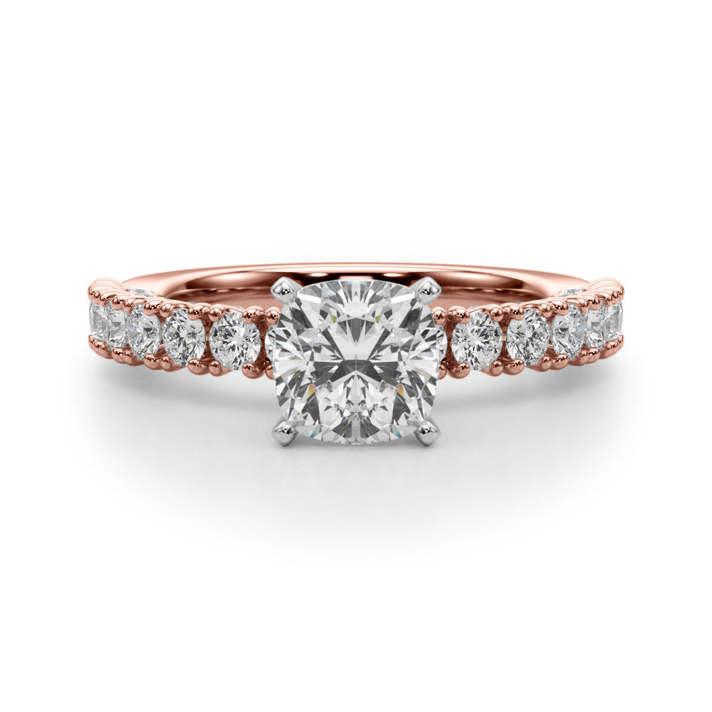 Cherished Sidestone Round Diamond Engagement Ring — 9K/18K Gold & Platinum