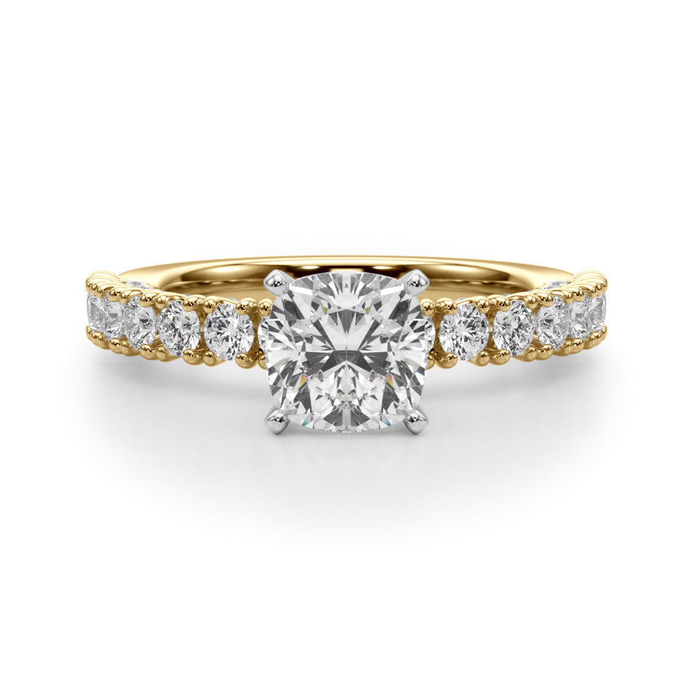 Cherished Sidestone Round Diamond Engagement Ring — 9K/18K Gold & Platinum