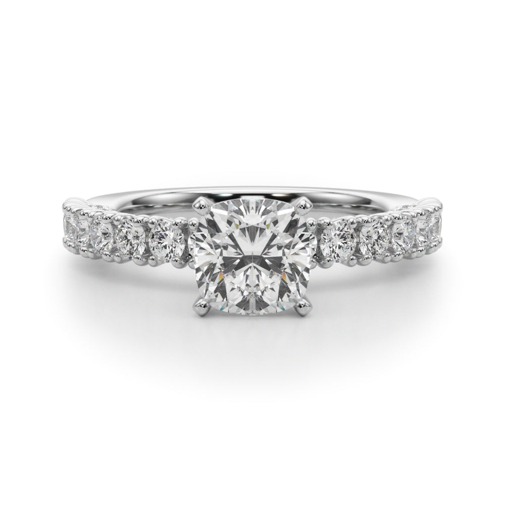 Cherished Sidestone Round Diamond Engagement Ring — 9K/18K Gold & Platinum