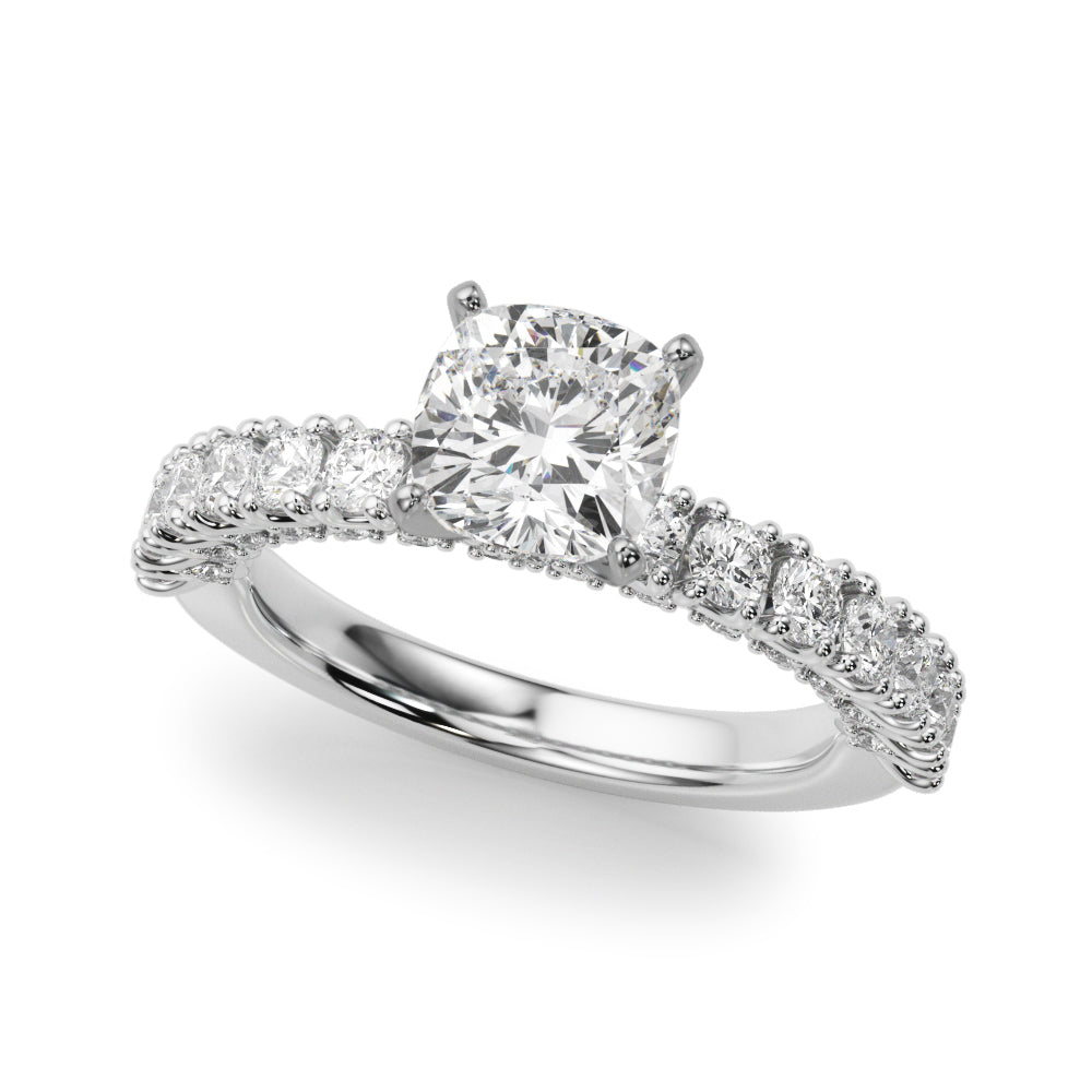 Cherished Sidestone Round Diamond Engagement Ring — 9K/18K Gold & Platinum