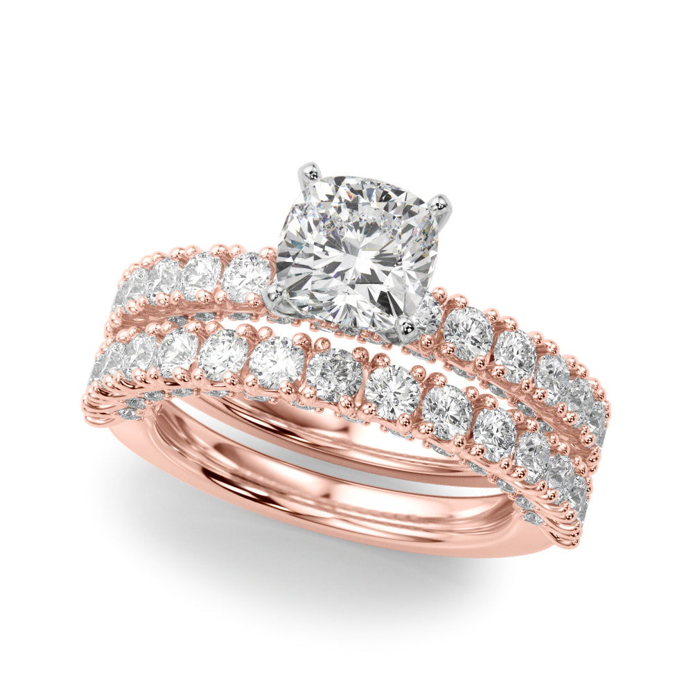 Cherished Sidestone Round Diamond Engagement Ring — 9K/18K Gold & Platinum