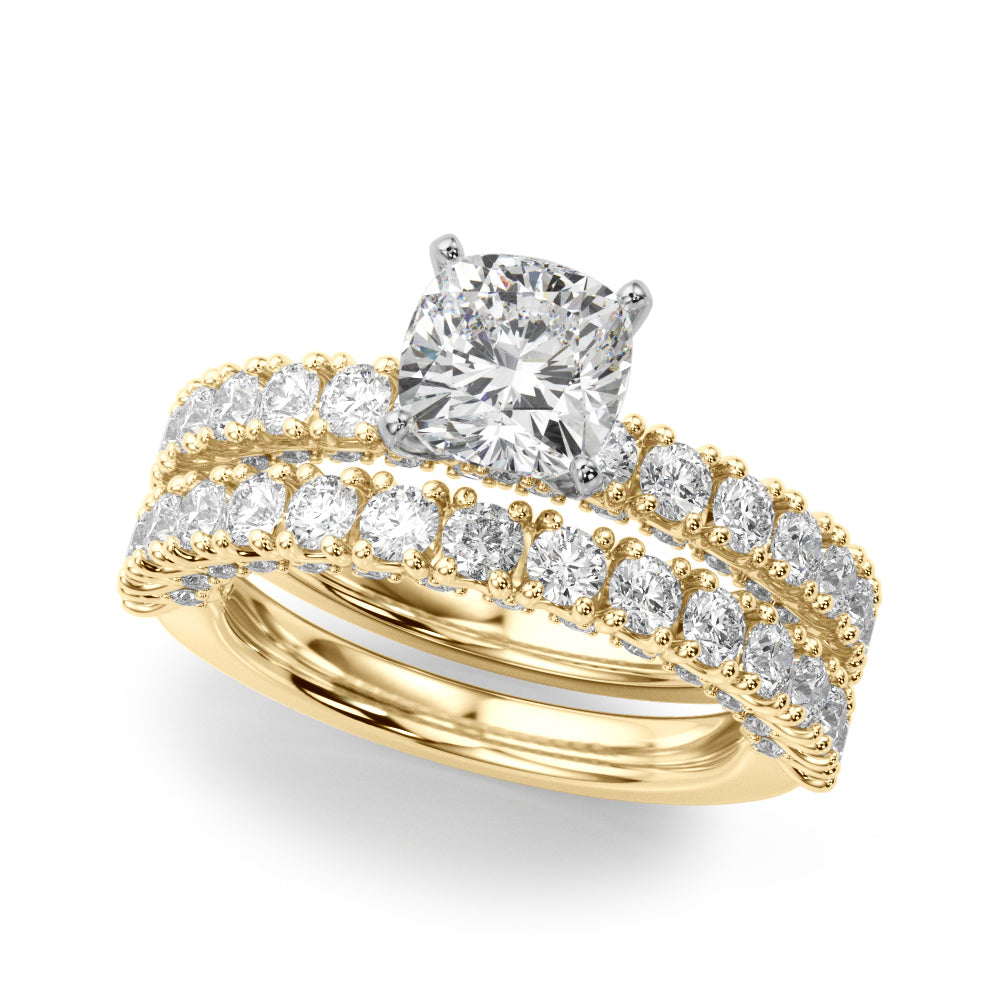 Cherished Sidestone Round Diamond Engagement Ring — 9K/18K Gold & Platinum