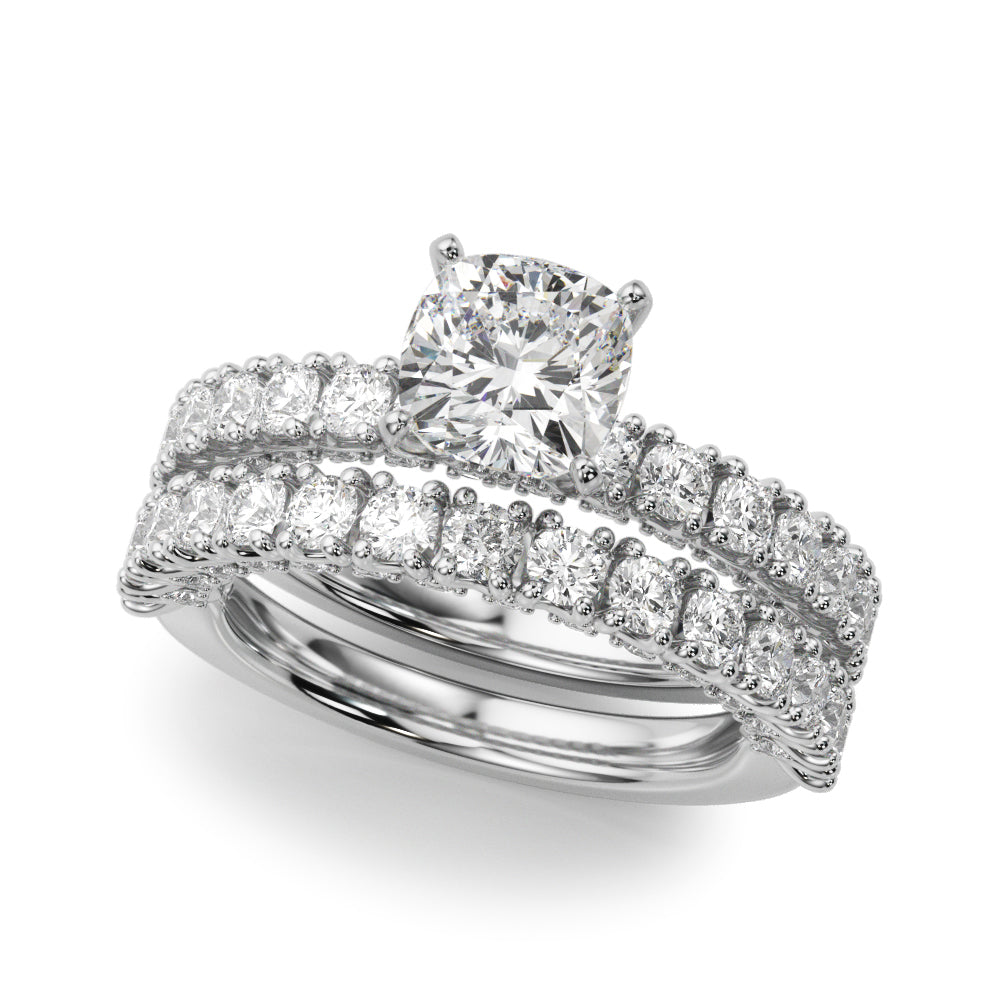 Cherished Sidestone Round Diamond Engagement Ring — 9K/18K Gold & Platinum
