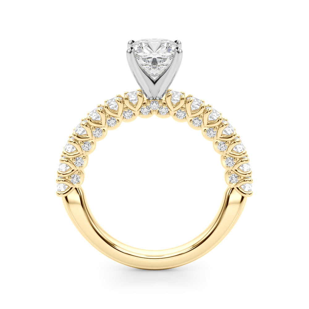 Cherished Sidestone Round Diamond Engagement Ring — 9K/18K Gold & Platinum