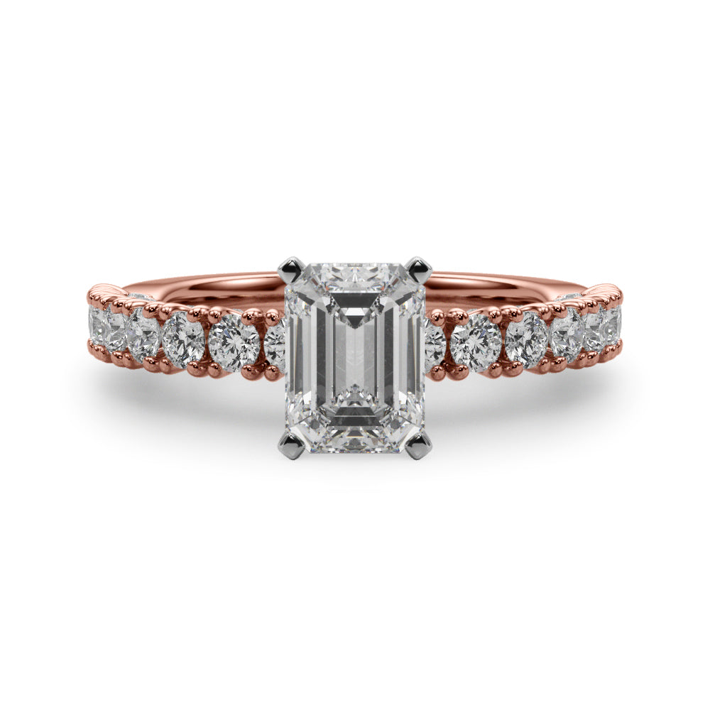 Cherished Sidestone Round Diamond Engagement Ring — 9K/18K Gold & Platinum