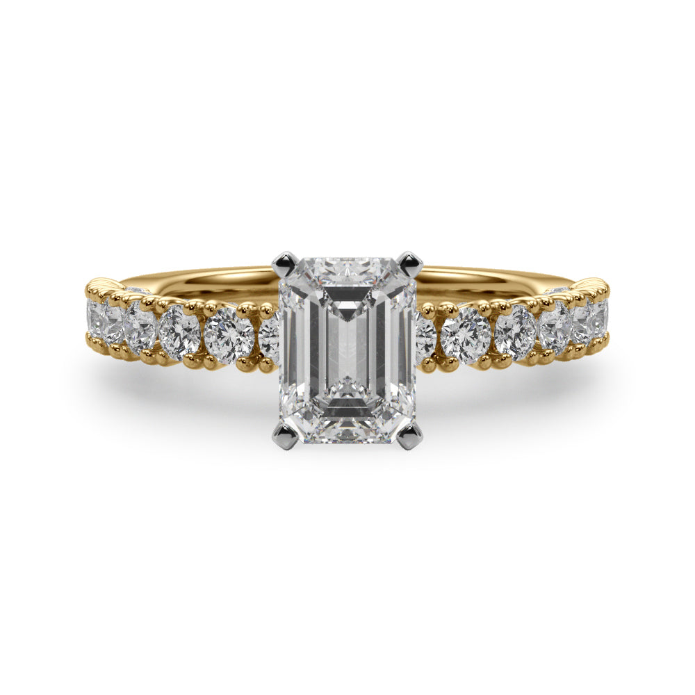 Cherished Sidestone Round Diamond Engagement Ring — 9K/18K Gold & Platinum