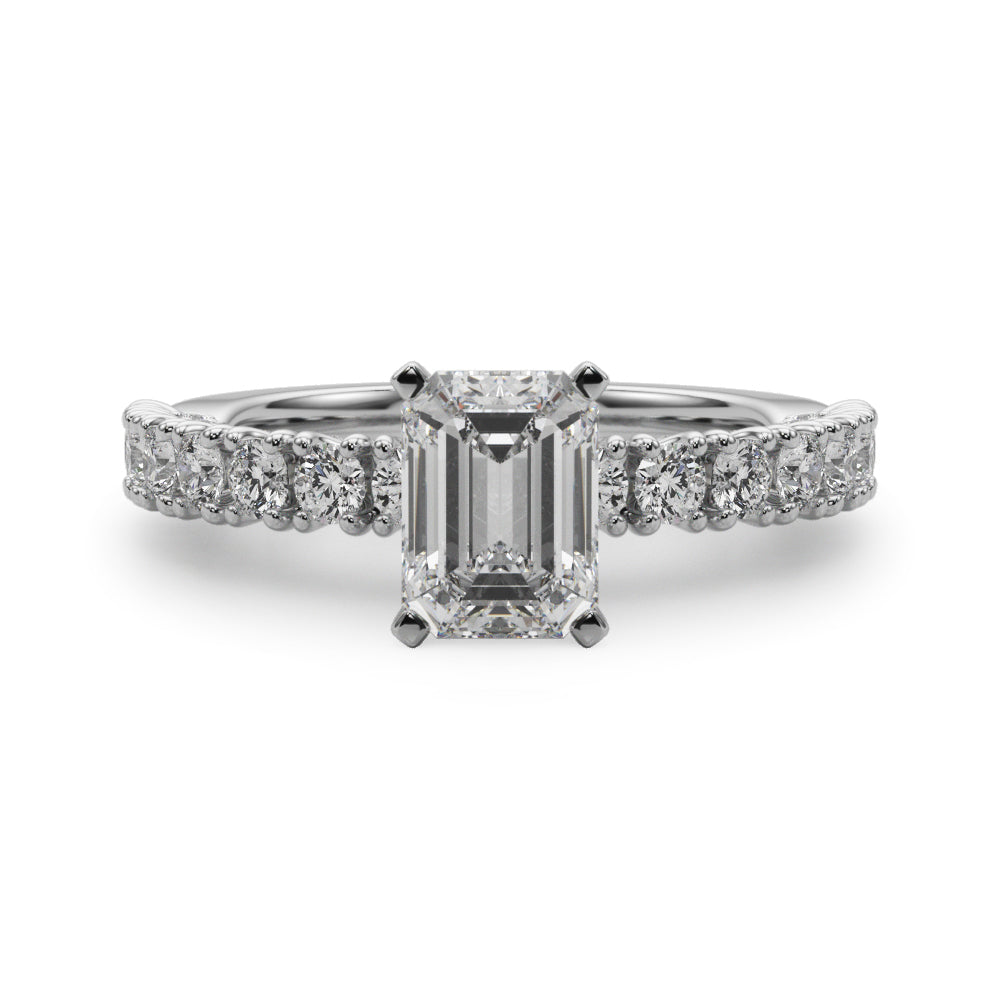 Cherished Sidestone Round Diamond Engagement Ring — 9K/18K Gold & Platinum